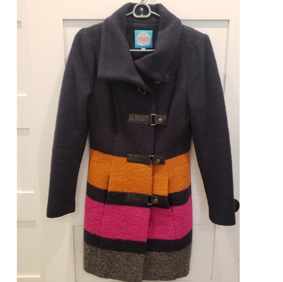 PLENTY Sz S Coat Wool Dusken Funnel Neck Coat - Picture 1 of 11
